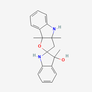 molecular formula C20H22N2O2 B14703768 Spiro[2H-furo[3,2-b]indole-2,2'-indolin]-3'-ol, 3,3a,4,8b-tetrahydro-3',3a,8b-trimethyl- CAS No. 24628-59-9