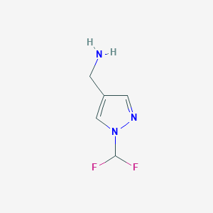 molecular formula C5H7F2N3 B1470382 [1-(difluoromethyl)-1H-pyrazol-4-yl]methanamine CAS No. 1365942-99-9