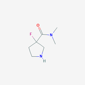 molecular formula C7H13FN2O B1470385 3-fluoro-N,N-dimethylpyrrolidine-3-carboxamide CAS No. 1785304-91-7