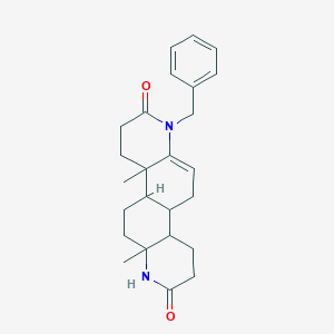 molecular formula C25H32N2O2 B14703881 1-Benzyl-4a,6a-dimethyl-1,3,4,4a,4b,5,6,6a,7,9,10,10a,10b,11-tetradecahydroquino[6,5-f]quinoline-2,8-dione CAS No. 27255-52-3