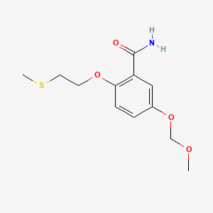 molecular formula C12H17NO4S B14703924 Benzamide, 5-(methoxymethoxy)-2-(2-(methylthio)ethoxy)- CAS No. 24570-03-4