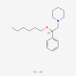 molecular formula C19H32ClNO B14704093 1-(beta-(Hexyloxy)phenethyl)piperidine hydrochloride CAS No. 19831-39-1