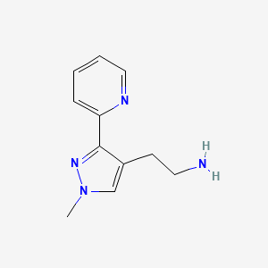 molecular formula C11H14N4 B1470413 2-(1-methyl-3-(pyridin-2-yl)-1H-pyrazol-4-yl)ethan-1-amine CAS No. 1779865-55-2