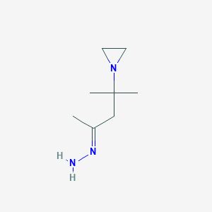 molecular formula C8H17N3 B14704154 (E)-[4-(aziridin-1-yl)-4-methylpentan-2-ylidene]hydrazine CAS No. 25263-33-6