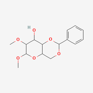 molecular formula C15H20O6 B14704251 6,7-Dimethoxy-2-phenyl-4,4a,6,7,8,8a-hexahydropyrano[3,2-d][1,3]dioxin-8-ol CAS No. 20770-90-5