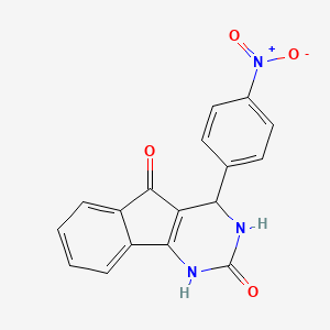 molecular formula C17H11N3O4 B14704287 4-(4-Nitrophenyl)-3,4-dihydro-1H-indeno[1,2-d]pyrimidine-2,5-dione CAS No. 21164-08-9