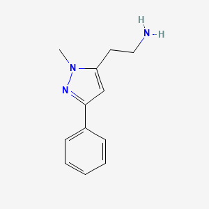 molecular formula C12H15N3 B1470432 2-(1-methyl-3-phenyl-1H-pyrazol-5-yl)ethan-1-amine CAS No. 1782284-43-8