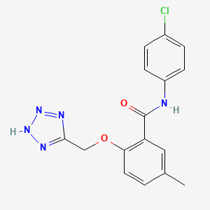 molecular formula C16H14ClN5O2 B14704339 N-(4-Chlorophenyl)-5-methyl-2-(1H-tetrazol-5-ylmethoxy)benzamide CAS No. 24024-10-0