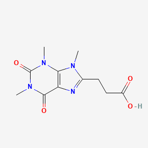 molecular formula C11H14N4O4 B14704358 3-(1,3,9-Trimethyl-2,6-dioxo-2,3,6,9-tetrahydro-1H-purin-8-yl)propanoic acid CAS No. 14500-63-1