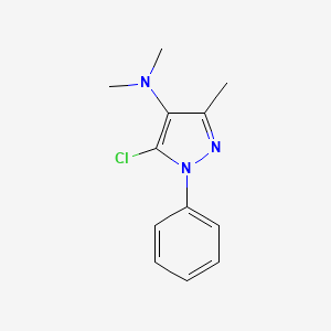 molecular formula C12H14ClN3 B14704445 Pyrazole, 5-chloro-4-(dimethylamino)-4-methyl-1-phenyl- CAS No. 21672-57-1