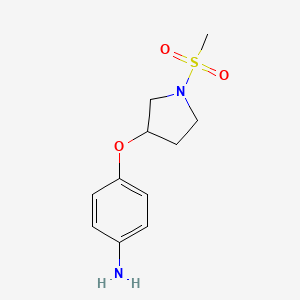 molecular formula C11H16N2O3S B1470469 4-((1-(Methylsulfonyl)pyrrolidin-3-yl)oxy)aniline CAS No. 1782351-40-9