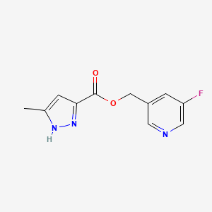 molecular formula C11H10FN3O2 B14704715 1H-Pyrazole-3-carboxylic acid, 5-methyl-, (5-fluoro-3-pyridinyl)methyl ester CAS No. 23723-40-2