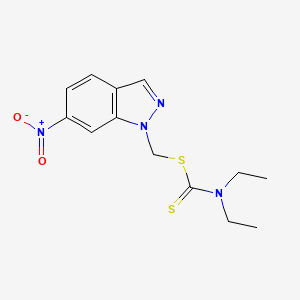 molecular formula C13H16N4O2S2 B14704720 (6-Nitro-1h-indazol-1-yl)methyl diethylcarbamodithioate CAS No. 24240-47-9