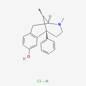 molecular formula C20H24ClNO B14704804 2,6-Methano-3-benzazocin-8-ol, 1,2,3,4,5,6-hexahydro-3,11-dimethyl-6-phenyl-, hydrochloride, (-)- CAS No. 21141-28-6