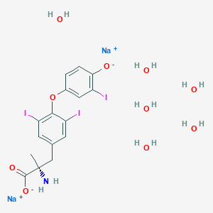 molecular formula C16H24I3NNa2O10 B14705019 O-(4-Hydroxy-3-iodophenyl)-3,5-diiodo-alpha-methyl-D-tyrosine disodium hexahydrate CAS No. 22189-29-3