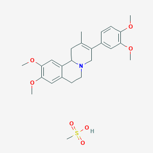 molecular formula C25H33NO7S B14705194 3-(3,4-dimethoxyphenyl)-9,10-dimethoxy-2-methyl-4,6,7,11b-tetrahydro-1H-benzo[a]quinolizine;methanesulfonic acid CAS No. 21345-58-4