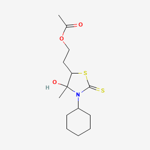 2-(3-Cyclohexyl-4-hydroxy-4-methyl-2-sulfanylidene-1,3-thiazolidin-5-yl)ethyl acetate