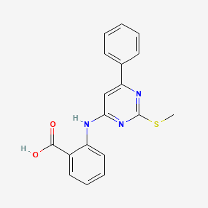 molecular formula C18H15N3O2S B14705382 2-{[2-(Methylsulfanyl)-6-phenylpyrimidin-4-yl]amino}benzoic acid CAS No. 19573-68-3