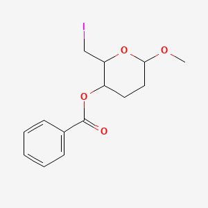 2-(Iodomethyl)-6-methoxytetrahydro-2h-pyran-3-yl benzoate