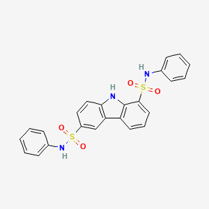 molecular formula C24H19N3O4S2 B14705451 9H-Carbazole-1,6-disulfonamide, N,N'-diphenyl- CAS No. 23773-31-1