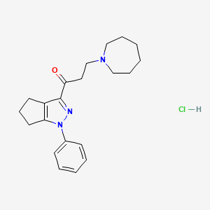 molecular formula C21H28ClN3O B14705615 1-Propanone, 3-(hexahydro-1H-azepin-1-yl)-1-(1,4,5,6-tetrahydro-1-phenyl-3-cyclopentapyrazolyl)-, monohydrochloride CAS No. 21484-38-8