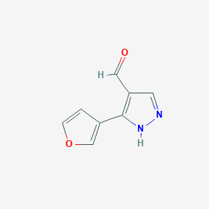 molecular formula C8H6N2O2 B1470575 3-(Furan-3-yl)-1h-pyrazole-4-carbaldehyde CAS No. 908271-42-1