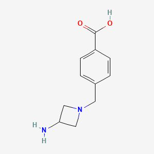 molecular formula C11H14N2O2 B1470592 4-[(3-Aminoazetidin-1-yl)methyl]benzoic acid CAS No. 1504686-12-7