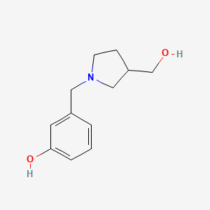 molecular formula C12H17NO2 B1470594 3-{[3-(Hydroxymethyl)pyrrolidin-1-yl]methyl}phenol CAS No. 1513364-74-3