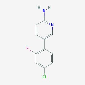 molecular formula C11H8ClFN2 B1470595 5-(4-Chloro-2-fluorophenyl)pyridin-2-amine CAS No. 1504852-86-1