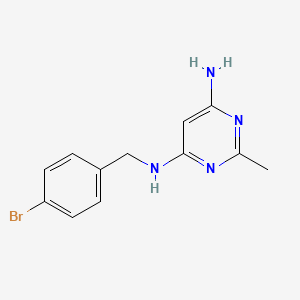 molecular formula C12H13BrN4 B1470598 N4-(4-bromobenzyl)-2-methylpyrimidine-4,6-diamine CAS No. 1504720-89-1