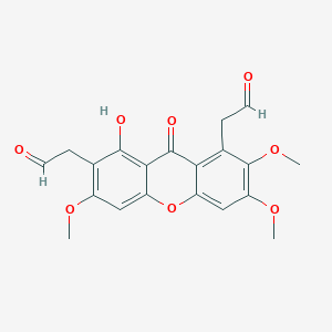 molecular formula C20H18O8 B14706194 2,2'-(8-Hydroxy-2,3,6-trimethoxy-9-oxo-9H-xanthene-1,7-diyl)diacetaldehyde CAS No. 15404-78-1