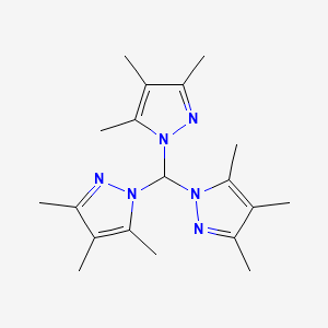 molecular formula C19H28N6 B14706225 1H-Pyrazole, 1,1',1''-methylidynetris[3,4,5-trimethyl- CAS No. 24307-78-6