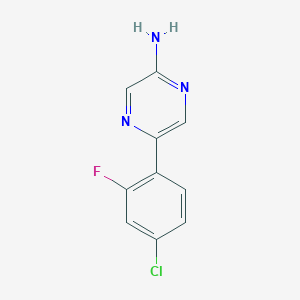 molecular formula C10H7ClFN3 B1470625 5-(4-Chloro-2-fluorophenyl)pyrazin-2-amine CAS No. 1526887-70-6