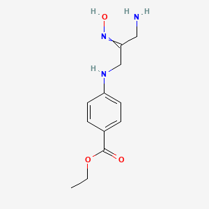 molecular formula C12H17N3O3 B14706371 Ethyl 4-[(3-amino-2-hydroxyiminopropyl)amino]benzoate CAS No. 23852-97-3