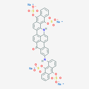 molecular formula C45H22N2Na4O17S4 B14707195 Tetrasodium 3-((9,10-dihydroxy-1-anthryl)amino)-10,15-dihydroxyanthra(2,1,9-mna)naphth(2,3-h)acridin-5(16H)-one tetrakis(sulphate) CAS No. 23594-58-3