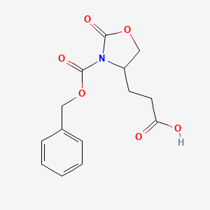 molecular formula C14H15NO6 B14707437 3-{3-[(Benzyloxy)carbonyl]-2-oxo-1,3-oxazolidin-4-yl}propanoic acid CAS No. 19525-56-5