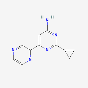 molecular formula C11H11N5 B1470746 2-Cyclopropyl-6-(pyrazin-2-yl)pyrimidin-4-amine CAS No. 1512595-70-8