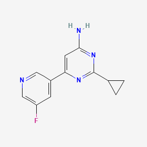 molecular formula C12H11FN4 B1470773 2-环丙基-6-(5-氟吡啶-3-基)嘧啶-4-胺 CAS No. 1537041-13-6