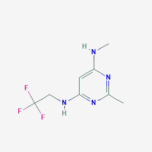 molecular formula C8H11F3N4 B1470779 N4,2-dimethyl-N6-(2,2,2-trifluoroethyl)pyrimidine-4,6-diamine CAS No. 1541643-79-1