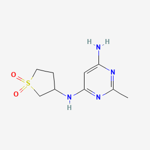 molecular formula C9H14N4O2S B1470780 3-((6-Amino-2-methylpyrimidin-4-yl)amino)tetrahydrothiophene 1,1-dioxide CAS No. 1500440-61-8