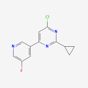molecular formula C12H9ClFN3 B1470822 4-氯-2-环丙基-6-(5-氟吡啶-3-基)嘧啶 CAS No. 1537168-19-6