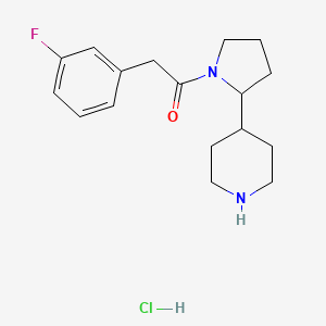 molecular formula C17H24ClFN2O B1470846 2-(3-Fluorophenyl)-1-[2-(piperidin-4-yl)pyrrolidin-1-yl]ethan-1-one hydrochloride CAS No. 1432678-28-8