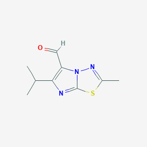 molecular formula C9H11N3OS B1470857 2-Methyl-6-(propan-2-yl)imidazo[2,1-b][1,3,4]thiadiazole-5-carbaldehyde CAS No. 1427378-80-0