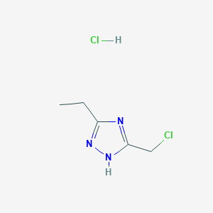 molecular formula C5H9Cl2N3 B1470858 3-(chloromethyl)-5-ethyl-1H-1,2,4-triazole hydrochloride CAS No. 1443980-82-2