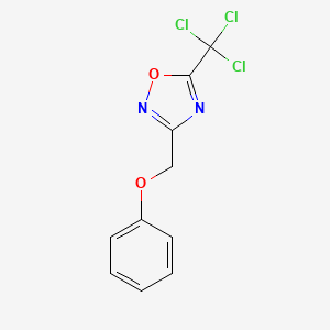 molecular formula C10H7Cl3N2O2 B1470866 3-(Phenoxymethyl)-5-(trichloromethyl)-1,2,4-oxadiazole CAS No. 1423031-17-7