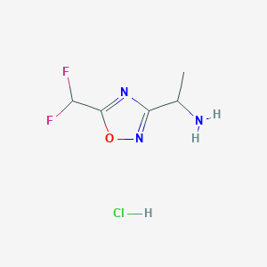 molecular formula C5H8ClF2N3O B1470878 1-[5-(二氟甲基)-1,2,4-恶二唑-3-基]乙胺盐酸盐 CAS No. 1423023-87-3