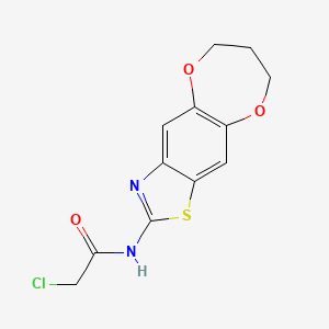 B1470885 2-Chloro-N-{10,14-dioxa-4-thia-6-azatricyclo[7.5.0.0,3,7]tetradeca-1(9),2,5,7-tetraen-5-yl}acetamide CAS No. 1443979-92-7