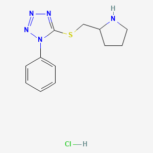 B1470890 1-phenyl-5-[(pyrrolidin-2-ylmethyl)sulfanyl]-1H-1,2,3,4-tetrazole hydrochloride CAS No. 1864062-44-1