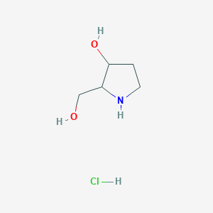 molecular formula C5H12ClNO2 B1470927 2-(Hydroxymethyl)-3-pyrrolidinol hydrochloride CAS No. 2103665-43-4