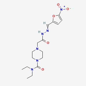 2-Furaldehyde, 5-nitro-, (4-diethylcarbamoylpiperazinylacetyl)hydrazone